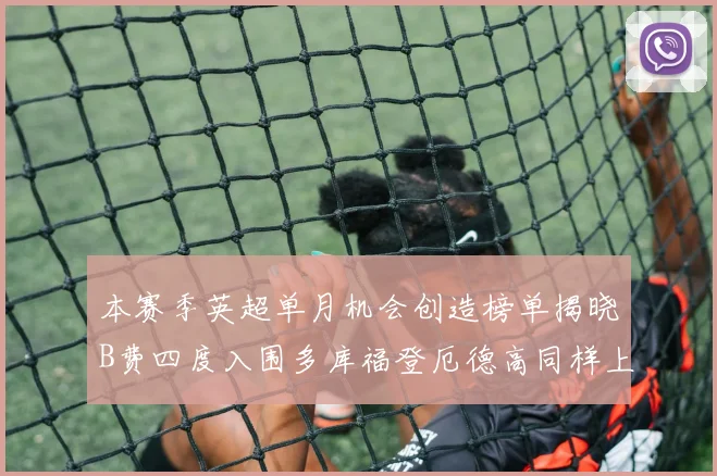 本赛季英超单月机会创造榜单揭晓B费四度入围多库福登厄德高同样上榜